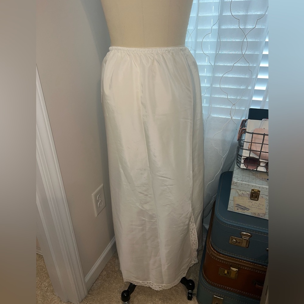 Elegant White Women's Slip with lace slit